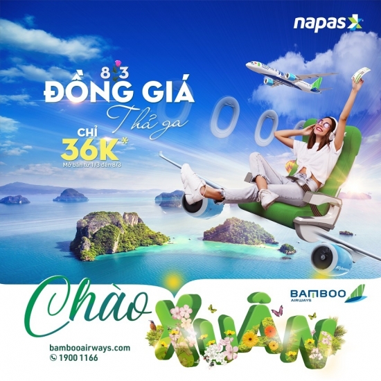 Bamboo Airways mở bán vé 36.000 đồng khi thanh toán qua NAPAS