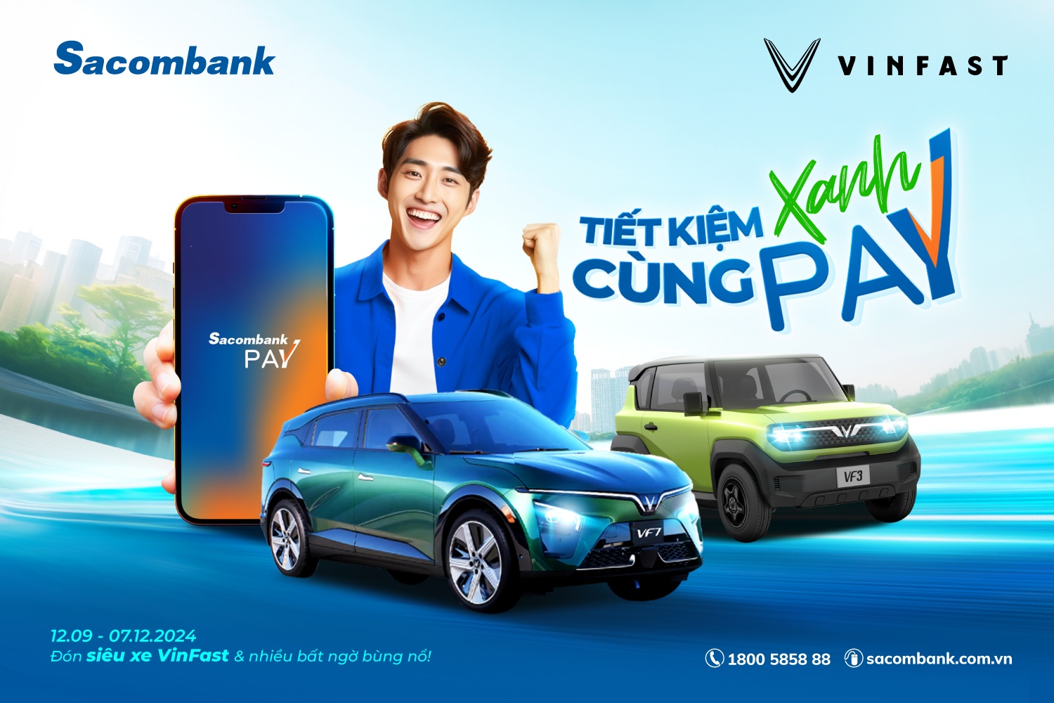 tiet kiem xanh don xe sang vinfast cung sacombank pay