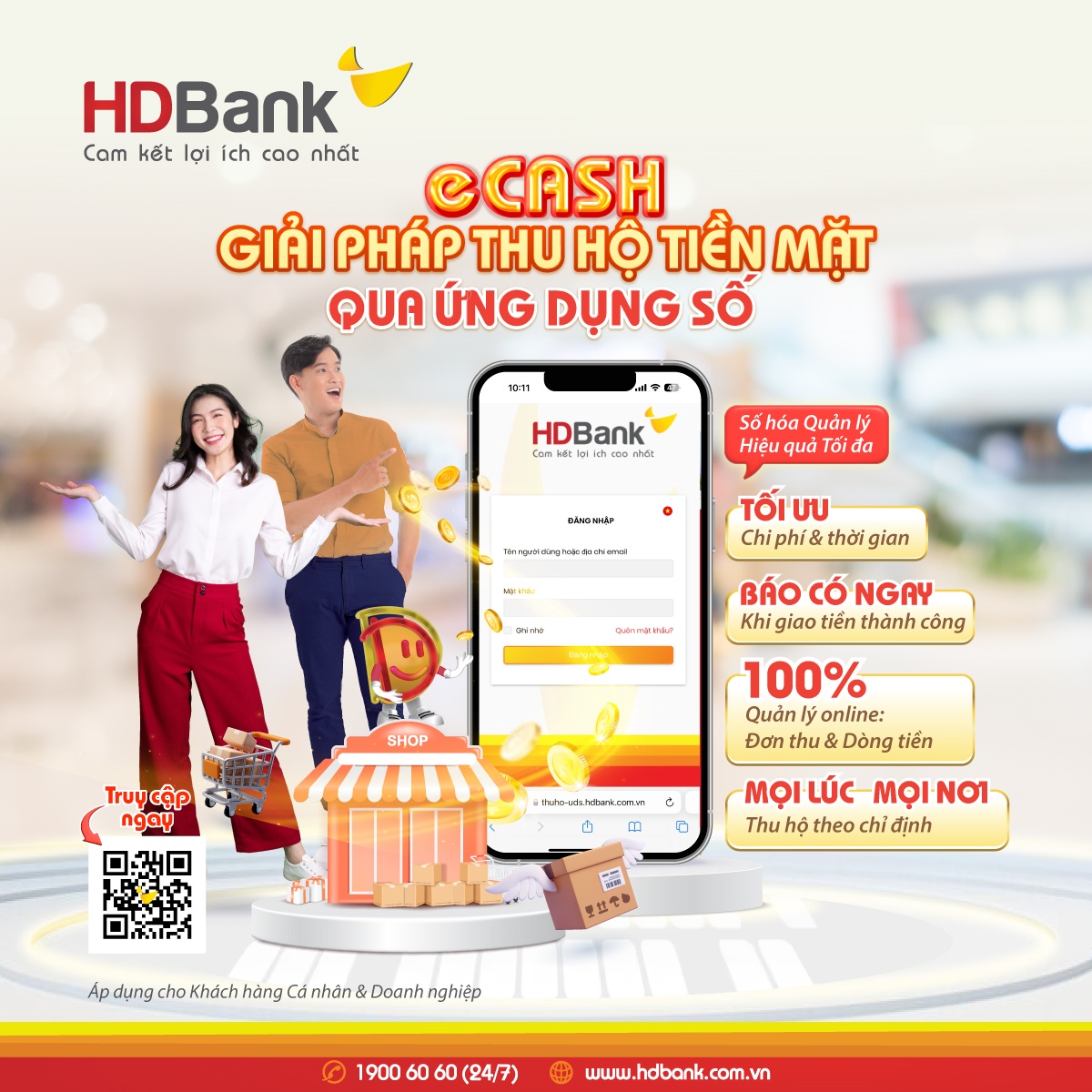 hdbank dan dau thu ho tien mat qua ung dung so ecash