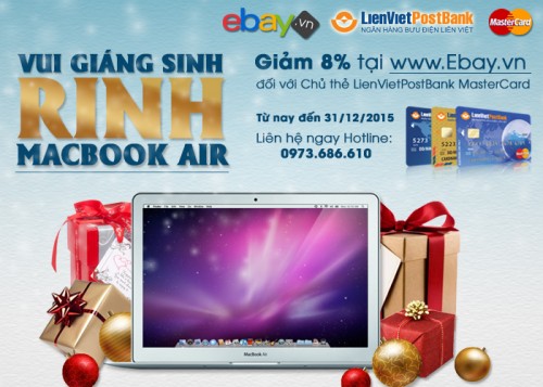 co hoi trung macbook air tai ebayvn cung the lienvietpostbank mastercard