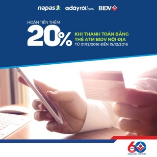 BIDV hợp tác với Adayroi ưu đãi hoàn tiền cho KH thanh toán bằng ATM nội địa