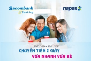 Sacombank ưu đãi KH chuyển khoản nhanh qua ngân hàng điện tử