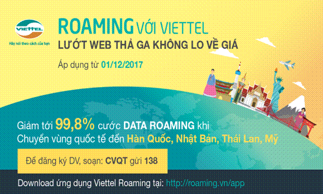 viettel ap dung bang gia cuoc moi cho dich vu data roaming