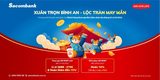 Sacombank dành nhiều ưu đãi hấp dẫn cho khách hàng tham gia bảo hiểm nhân thọ