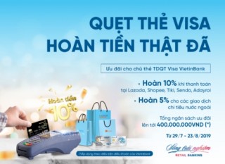 Hoàn đến 2 triệu đồng cho chủ thẻ tín dụng quốc tế Visa VietinBank