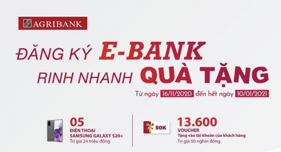 Đăng ký E-Bank tại Agribank để rinh quà tặng