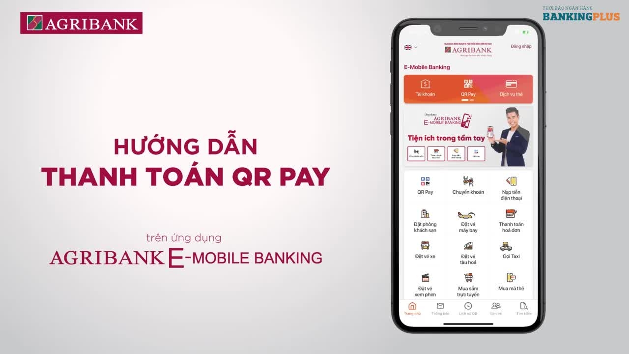 Hướng dẫn thanh toán bằng tính năng QR Pay trên Agribank E-Mobile Banking